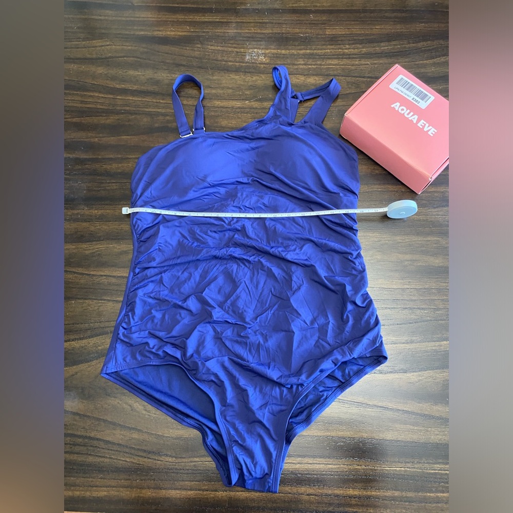 Aqua Eve Royal Blue One Piece Swimsuit Size 18W Plus NEW Adjustable Straps